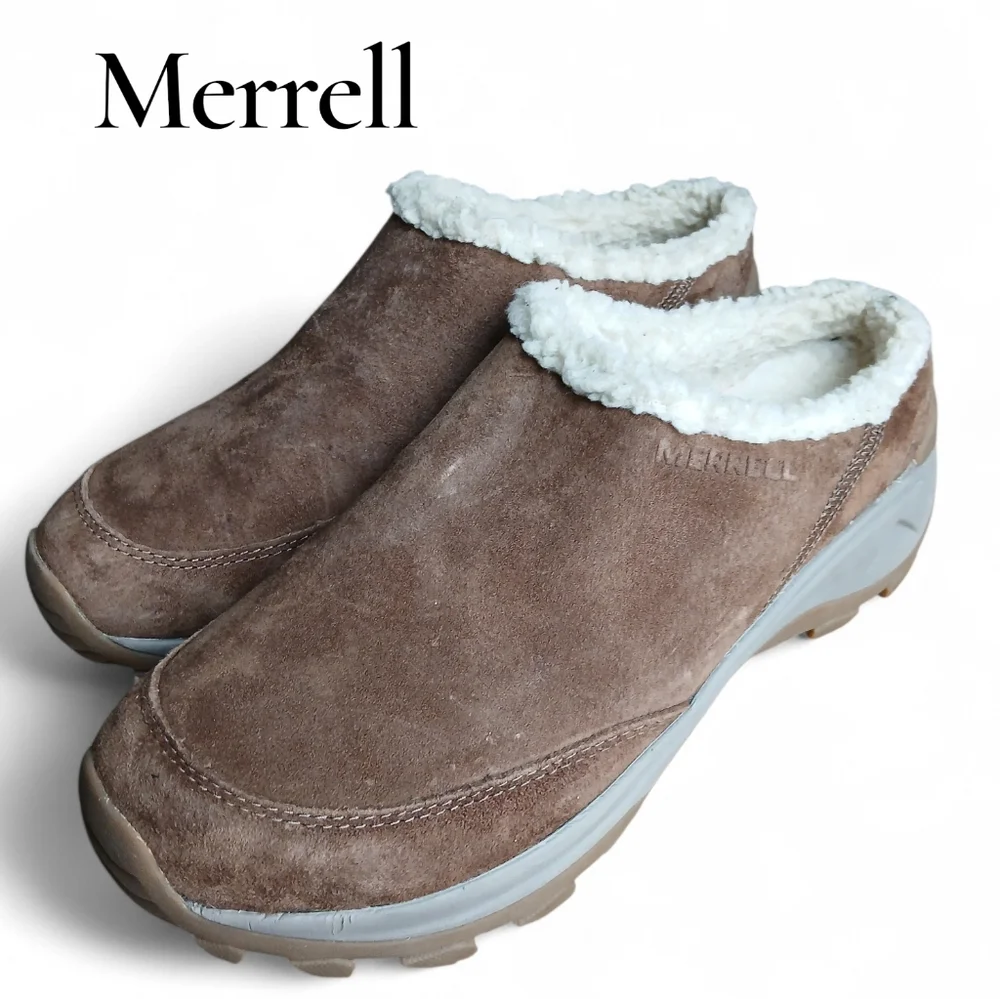 Merrell Men's Size 8.5 Tan Suede Fleece-Lined Mules
